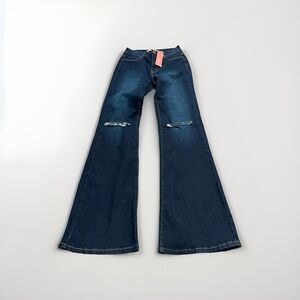 Vibe & Rant Womens Dark Blue Denim Bell Bottoms Flared Jeans Size 7 W28 NWT